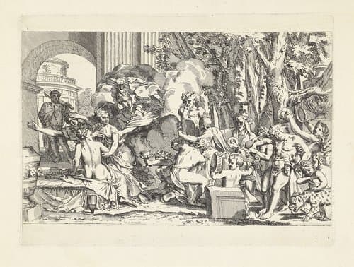 Minerva beschermt de onschuld tegen de verleiding by Gerard de Lairesse