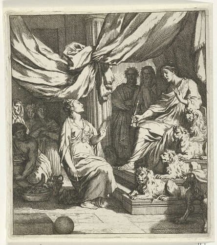 Salomon ontvangt de koningin van Sheba by Gerard de Lairesse