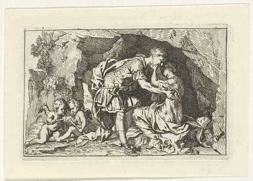 Dido en Aeneas schuilen voor de storm by Gerard de Lairesse