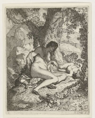 Venus en de slapende Amor by Gerard de Lairesse