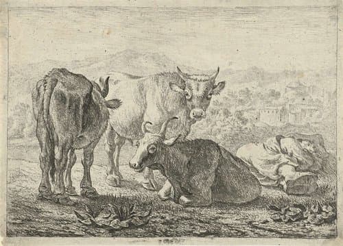 Verschillende dieren by Pieter Bodding van Laer