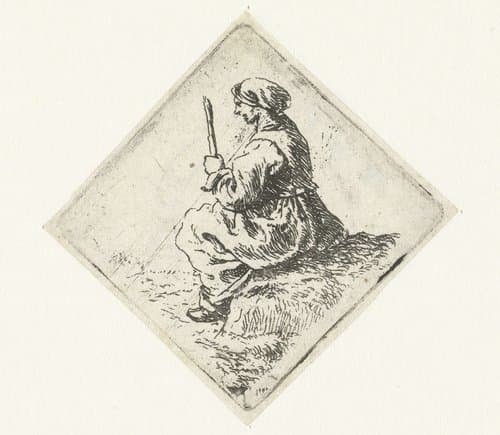 Zittende vrouw by Pieter Bodding van Laer