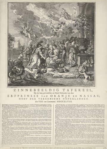 Allegorie op de geboorte van de prins van Oranje by Isaac Lodewijk la Fargue van Nieuwland