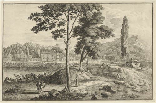 Arcadisch rivierlandschap met sfinx by Adolf van der Laan