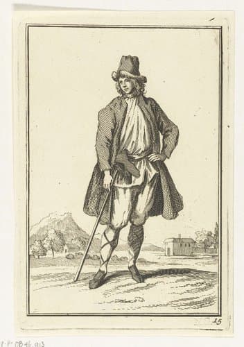 Man met hoed en stok by Adolf van der Laan
