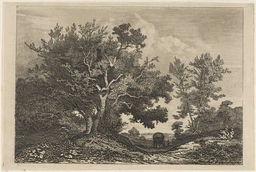 Landweg tussen de twee boompartijen by Martinus Antonius Kuytenbrouwer jr.