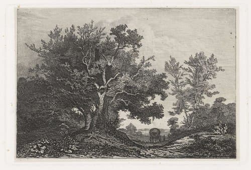 Landweg tussen de twee boompartijen by Martinus Antonius Kuytenbrouwer jr.