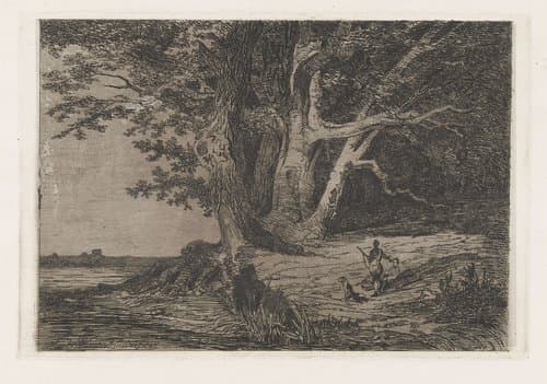 Twee jagers aan de waterkant by Martinus Antonius Kuytenbrouwer jr.