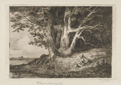 Twee jagers aan de waterkant by Martinus Antonius Kuytenbrouwer jr.