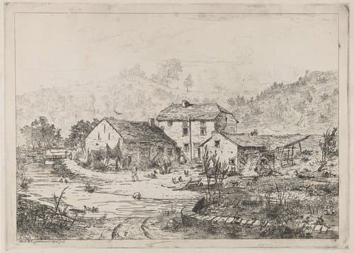 Boerenhoeve aan de waterrand by Martinus Antonius Kuytenbrouwer jr.