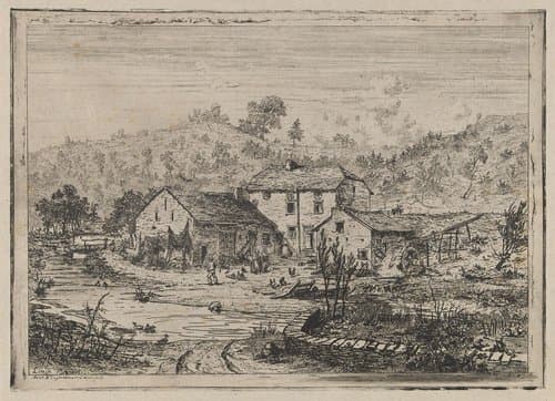 Boerenhoeve aan de waterrand by Martinus Antonius Kuytenbrouwer jr.