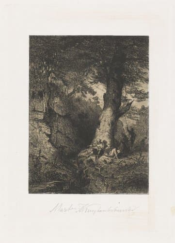 Rustende krijgsmannen onder een boom by Martinus Antonius Kuytenbrouwer jr.