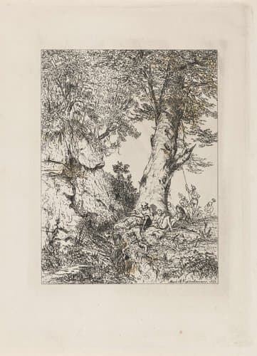 Rustende krijgsmannen onder een boom by Martinus Antonius Kuytenbrouwer jr.