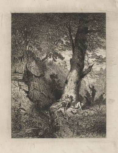 Rustende krijgsmannen onder een boom by Martinus Antonius Kuytenbrouwer jr.