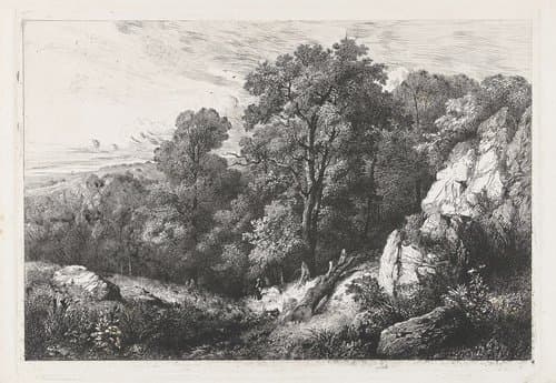 Heuvelachtig landschap met wandelaar by Martinus Antonius Kuytenbrouwer jr.