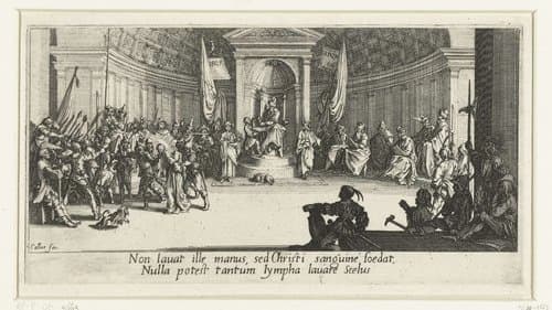 Pilatus wast zijn handen in onschuld by Jacques Callot