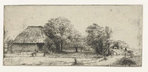 Boomgaard met een schuur by anonymous