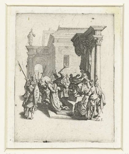 Pilatus wast zijn handen in onschuld by Jacques Callot