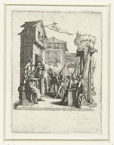 Christus voor Kajafas by Jacques Callot