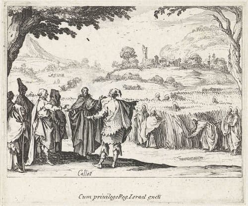 Christus discussieert met farizeeërs over het plukken van aren op sabbat by Jacques Callot