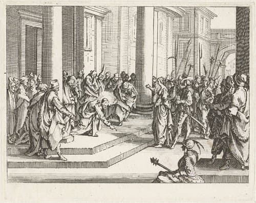 Christus en de overspelige vrouw by Jacques Callot