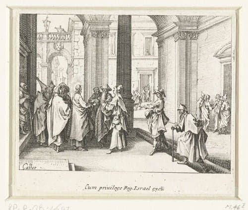 Christus discussieert met de farizeeërs over het betalen van belasting by Jacques Callot
