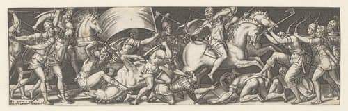 Gevecht tussen cavaleristen en infanteristen by Etienne Delaune