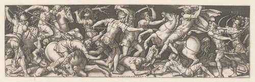 Gevecht tussen cavaleristen en infanteristen by Etienne Delaune