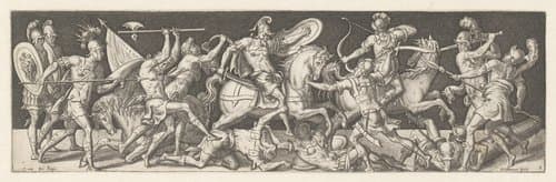 Gevecht tussen cavaleristen en infanteristen by Etienne Delaune