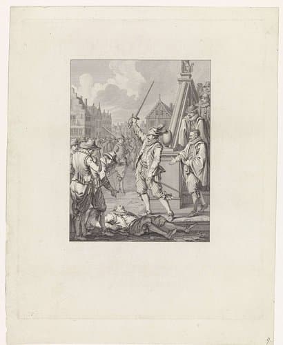 Ruychaver bij het lijk van een Spaansgezinde raadsman te Alkmaar, 1573 by Theodoor Koning