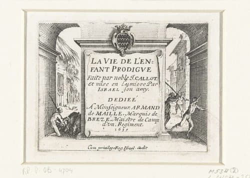 Titelprent voor prentreeks 'De verloren zoon' by Jacques Callot