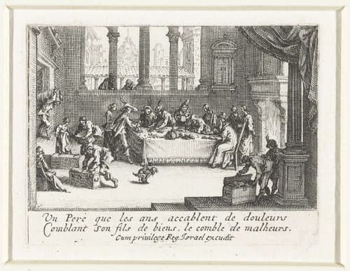 De verloren zoon ontvangt zijn deel van de erfenis by Jacques Callot