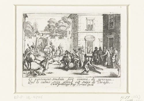 De verloren zoon verlaat zijn ouderlijk huis by Jacques Callot