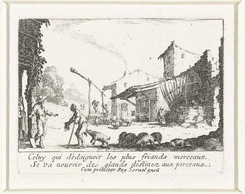 De verloren zoon als zwijnenhoeder by Jacques Callot