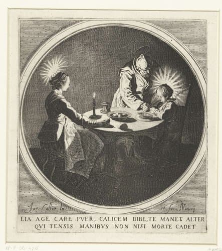 De Heilige Familie aan tafel by Jacques Callot
