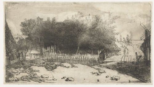 Landschap met een wit hek by Philips Koninck