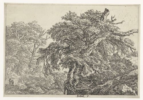 Twee boeren met hun hond by Jacob Isaacksz van Ruisdael