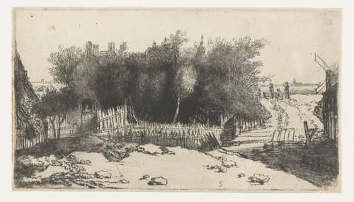 Landschap met een wit hek