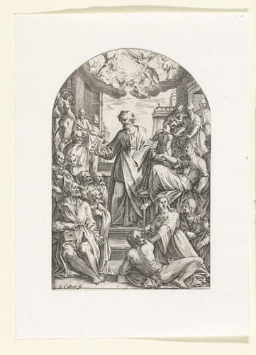Petrus wekt Tabitha op by Jacques Callot