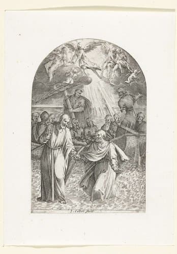 Christus loopt over het water by Jacques Callot