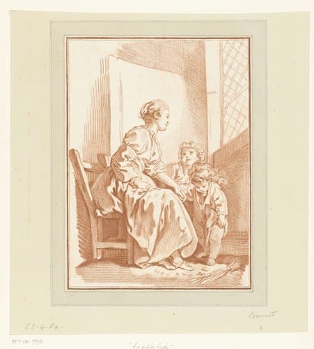 Vrouw met twee kinderen by Louis Marin Bonnet