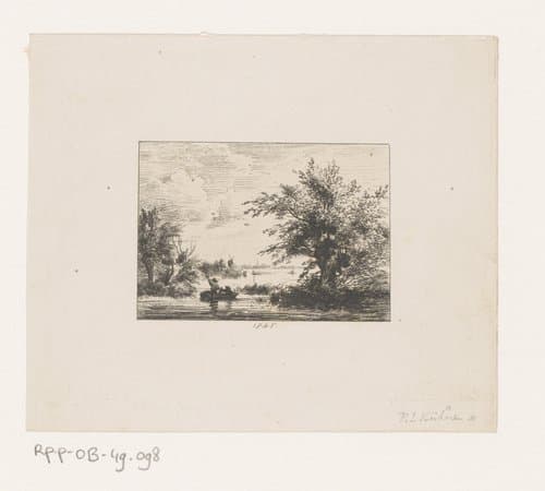 Landschap met roeiboot op het water