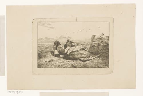 Drie dode vogels in het landschap by David Emile Joseph De Noter