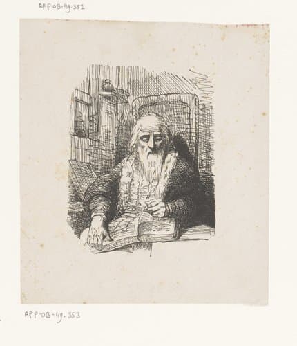 Oude man leest een boek