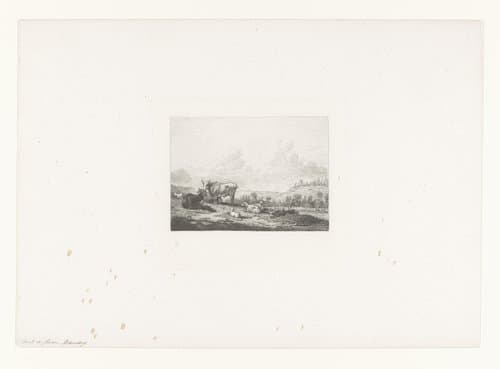 Landschap met schapen en runderen by Nikolay Semyonovich Mosolov