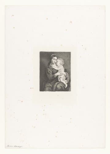 Vrouw met kind op schoot by Nikolay Semyonovich Mosolov