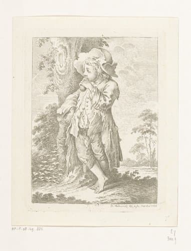 Bedeljongen bij de boom by Daniel Nikolaus Chodowiecki