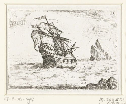 Schip in een storm by Jacques Callot