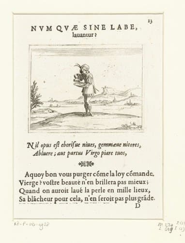 Een man wast een parel by Jacques Callot