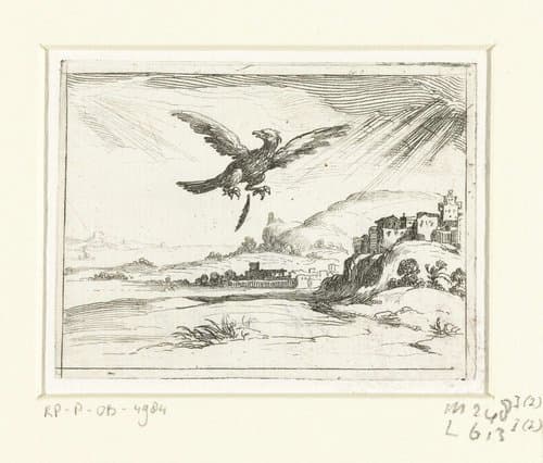Een adelaar laat een oude veer vallen by Jacques Callot